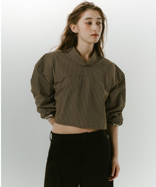 Knuth Marf(クヌースマーフ)の「2way stripe volume shirt/2color(シャツ/ブラウス・レディース・ブラウン/ブルー・FREE)」の18枚目の写真