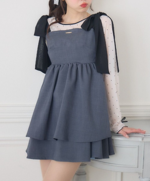 エムミーエメ　ミニワンピース M me eme／bicolor layered knit mini one piece(eme10464