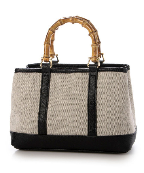 cache cache（カシュ カシュ）の「カシュカシュ cachecache / バンブーハンドルエルガリー2wayトート（トートバッグ・レディース・ベージュ系その他/ブラック/パイソン・FREE）」の2枚目の写真