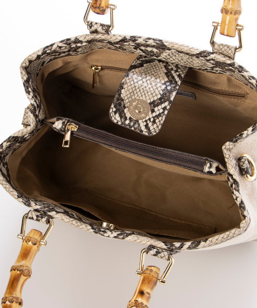 cache cache（カシュ カシュ）の「カシュカシュ cachecache / バンブーハンドルエルガリー2wayトート（トートバッグ・レディース・ベージュ系その他/ブラック/パイソン・FREE）」の9枚目の写真