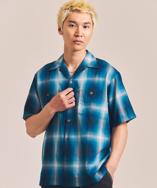 schott(ショット)の「SCHOTT-OMBRE SS SHIRT(シャツ/ブラウス・メンズ・グリーン/ブラック・XL/L)」の2枚目の写真