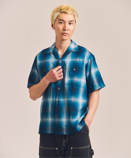 schott(ショット)の「SCHOTT-OMBRE SS SHIRT(シャツ/ブラウス・メンズ・グリーン/ブラック・XL/L)」の3枚目の写真