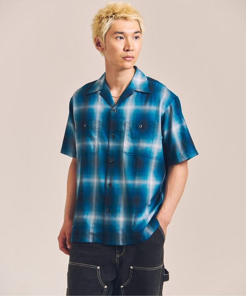 schott(ショット)の「SCHOTT-OMBRE SS SHIRT(シャツ/ブラウス・メンズ・グリーン/ブラック・XL/L)」の4枚目の写真