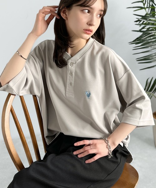 Classical Origin（クラシカルオリジン）の「【Classical Origin】「大人びた遊び心。」刺繍入りハイクオリティダブルフェイス素材バンドカラーポロシャツ／Embroidered High-Quality Double Face Band Collar Polo（ポロシャツ・メンズ・ブラック/ライトグレー/ホワイト・LARGE/SMALL/MEDIUM）」の13枚目の写真