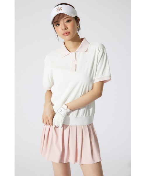 RIENDA GOLF(リエンダゴルフ)の「【RIENDA GOLF】RDバイカラールーズポロシャツ 半袖 夏服(Tシャツ/カットソー・レディース・ライトブルー/ホワイト/ベージュ・MEDIUM/SMALL)」の12枚目の写真