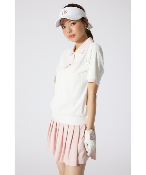 tシャツ 「RIENDA GOLF」RDバイカラールーズポロシャツ 半袖 夏服 レディース RIENDA GOLF tシャツ 「RIENDA GOLF」RDバイカラールーズ
