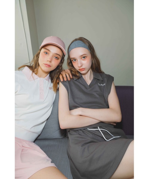 RIENDA GOLF(リエンダゴルフ)の「【RIENDA GOLF】RDバイカラールーズポロシャツ 半袖 夏服(Tシャツ/カットソー・レディース・ライトブルー/ホワイト/ベージュ・MEDIUM/SMALL)」の9枚目の写真