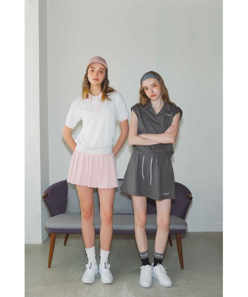 RIENDA GOLF(リエンダゴルフ)の「【RIENDA GOLF】RDバイカラールーズポロシャツ 半袖 夏服(Tシャツ/カットソー・レディース・ライトブルー/ホワイト/ベージュ・MEDIUM/SMALL)」の10枚目の写真
