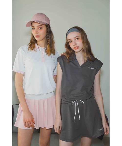 RIENDA GOLF(リエンダゴルフ)の「【RIENDA GOLF】RDバイカラールーズポロシャツ 半袖 夏服(Tシャツ/カットソー・レディース・ライトブルー/ホワイト/ベージュ・MEDIUM/SMALL)」の6枚目の写真