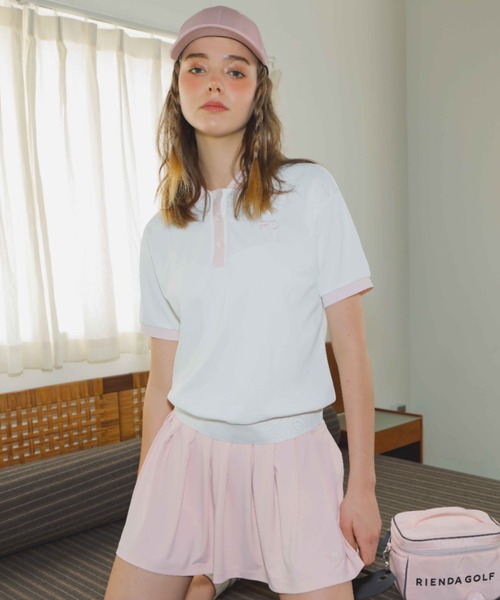 RIENDA GOLF(リエンダゴルフ)の「【RIENDA GOLF】RDバイカラールーズポロシャツ 半袖 夏服(Tシャツ/カットソー・レディース・ライトブルー/ホワイト/ベージュ・MEDIUM/SMALL)」の5枚目の写真