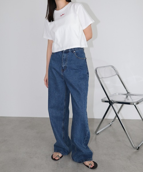 andme（アンドミー）の「ワンポイントエンブロイダリーミニTシャツ（Tシャツ/カットソー・レディース・スミクロ/ベージュ/ミント/ホワイト×ホワイト/ホワイト×レッド・M/L）」の10枚目の写真