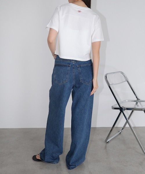 andme（アンドミー）の「ワンポイントエンブロイダリーミニTシャツ（Tシャツ/カットソー・レディース・スミクロ/ベージュ/ミント/ホワイト×ホワイト/ホワイト×レッド・M/L）」の11枚目の写真