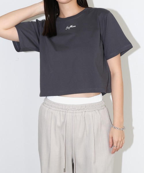 andme（アンドミー）の「ワンポイントエンブロイダリーミニTシャツ（Tシャツ/カットソー・レディース・スミクロ/ベージュ/ミント/ホワイト×ホワイト/ホワイト×レッド・M/L）」の17枚目の写真