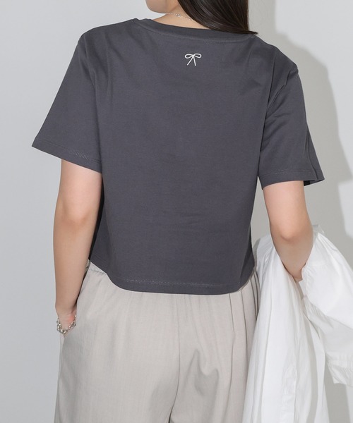 andme（アンドミー）の「ワンポイントエンブロイダリーミニTシャツ（Tシャツ/カットソー・レディース・スミクロ/ベージュ/ミント/ホワイト×ホワイト/ホワイト×レッド・M/L）」の16枚目の写真