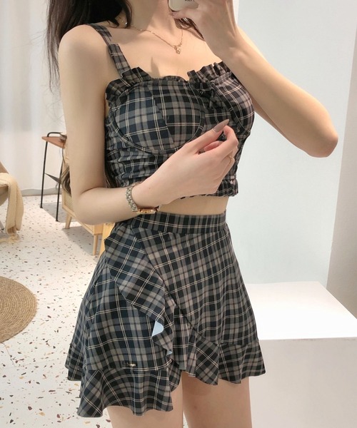 classyclo(クラッシー クロ)★ハイウエス チェックフリルビキニ classyclo(クラッシー クロ)☆ クロスチェックフリルビキニ水着