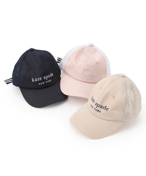 新品● Kate Spade ケイトスペード　ロゴ刺繍　キャップ　ネイビー　白 新品○ Kate Spade ケイトスペード ロゴ刺繍 キャップ ネイビー