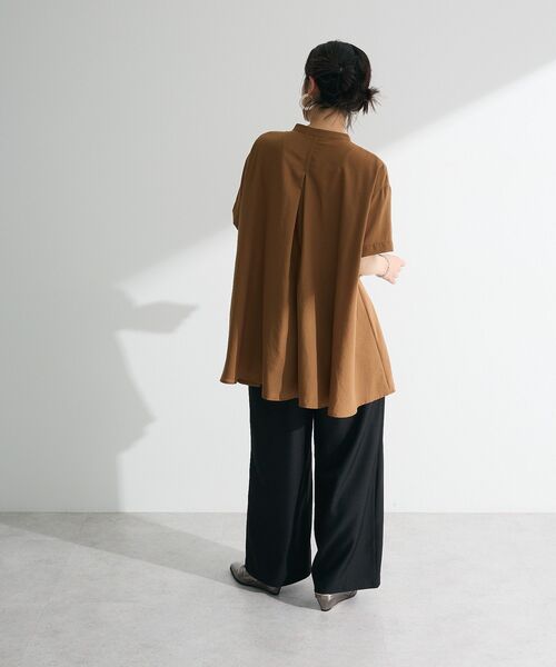 Green　Parks（グリーンパークス）の「ウエストタックシャツチュニック（チュニック・レディース・オフホワイト/ブラック/キャメル/オレンジ・FREE）」の8枚目の写真