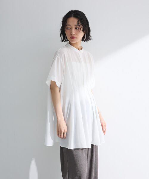 Green　Parks（グリーンパークス）の「ウエストタックシャツチュニック（チュニック・レディース・オフホワイト/ブラック/キャメル/オレンジ・FREE）」の19枚目の写真