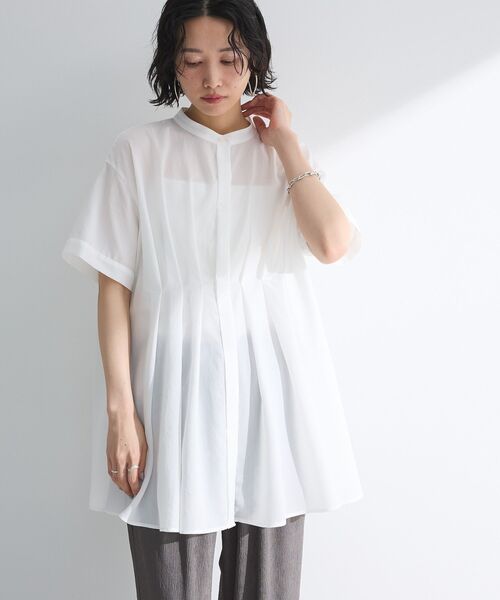 Green　Parks（グリーンパークス）の「ウエストタックシャツチュニック（チュニック・レディース・オフホワイト/ブラック/キャメル/オレンジ・FREE）」の20枚目の写真