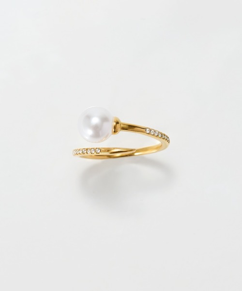 Phoebe(フィービィー)の「【金属アレルギー対応】ドローラップパールビジューリング(リング・レディース・シルバー/イエローゴールド・FREE)」の8枚目の写真