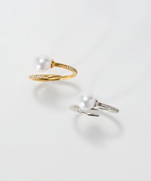 Phoebe(フィービィー)の「【金属アレルギー対応】ドローラップパールビジューリング(リング・レディース・シルバー/イエローゴールド・FREE)」の14枚目の写真