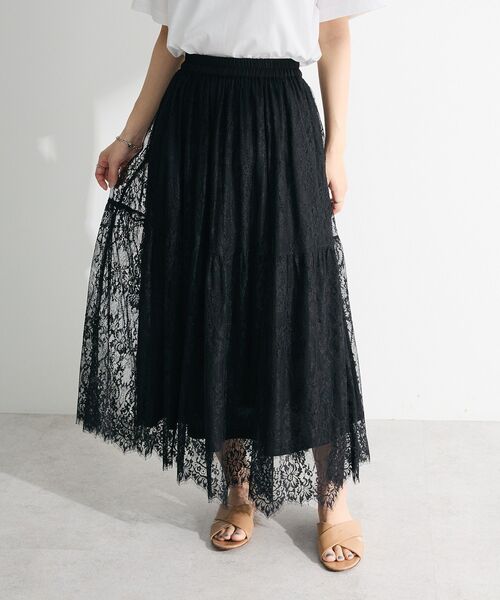 ELENCARE DUE(エレンカーレデュエ)の「・ELENCARE DUE レースティアードスカート(スカート・レディース・ブラック/オフホワイト/グレー・FREE)」の3枚目の写真