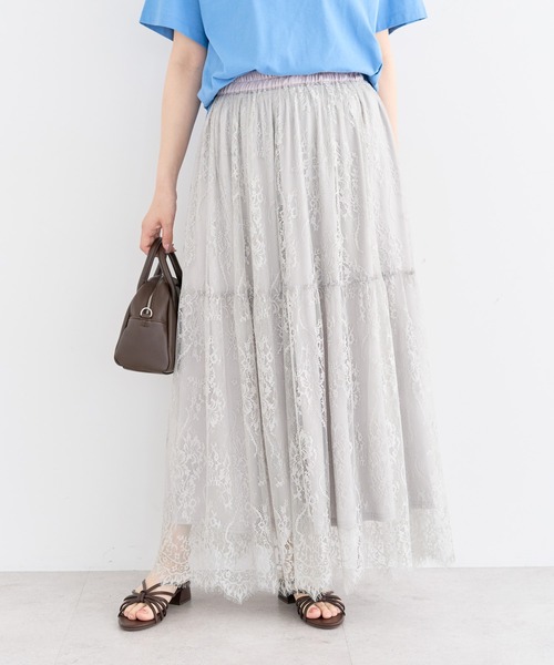 ELENCARE DUE(エレンカーレデュエ)の「・ELENCARE DUE レースティアードスカート(スカート・レディース・ブラック/オフホワイト/グレー・FREE)」の1枚目の写真