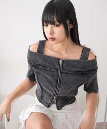 WEGO/オフショルWジップトップス