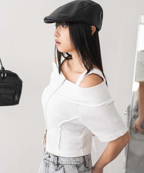 WEGO(ウィゴー)の「WEGO/オフショルWジップトップス(Tシャツ/カットソー・レディース・スミクロ/ホワイト・FREE)」の10枚目の写真