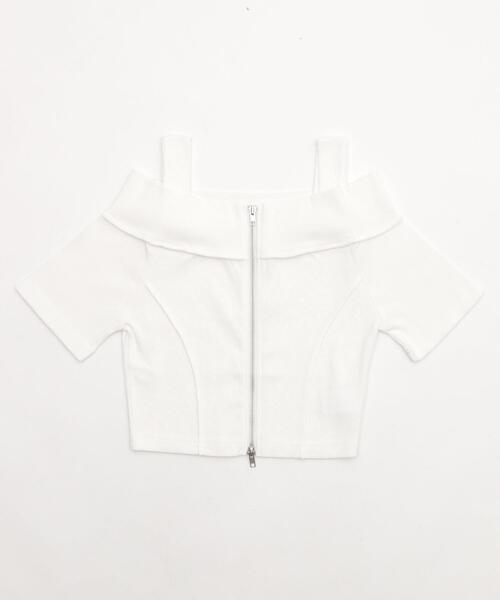 WEGO(ウィゴー)の「WEGO/オフショルWジップトップス(Tシャツ/カットソー・レディース・スミクロ/ホワイト・FREE)」の22枚目の写真
