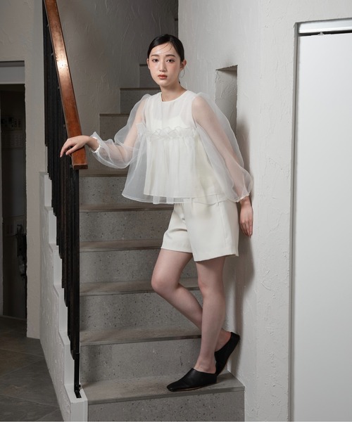 【ファッション好きが選ぶ人気ブランドランキング】 organdy flare blouse / オーガンジーフレアブラウス（シャツ トップス