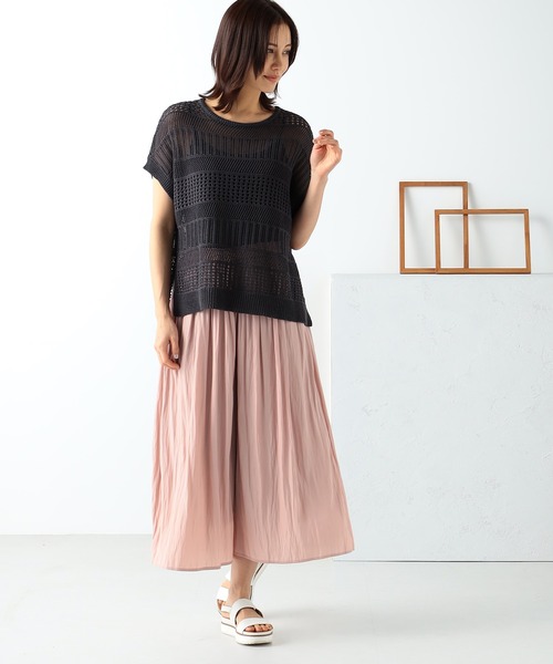 GALLORIA（ギャローリア）の「透かし編みフレンチニット（ニット/セーター・レディース・チャコールグレー/ベージュ/マスタード・LL/S/M/L）」の7枚目の写真