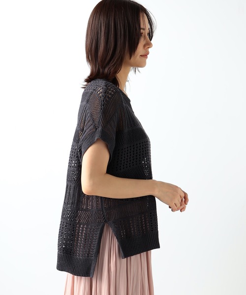 GALLORIA（ギャローリア）の「透かし編みフレンチニット（ニット/セーター・レディース・チャコールグレー/ベージュ/マスタード・LL/S/M/L）」の9枚目の写真