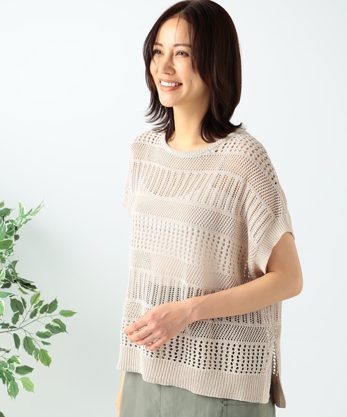 GALLORIA（ギャローリア）の「透かし編みフレンチニット（ニット/セーター・レディース・チャコールグレー/ベージュ/マスタード・LL/S/M/L）」の11枚目の写真