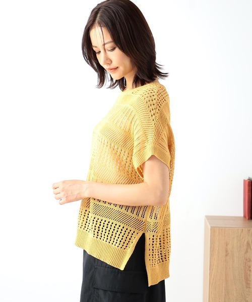 GALLORIA（ギャローリア）の「透かし編みフレンチニット（ニット/セーター・レディース・チャコールグレー/ベージュ/マスタード・LL/S/M/L）」の15枚目の写真