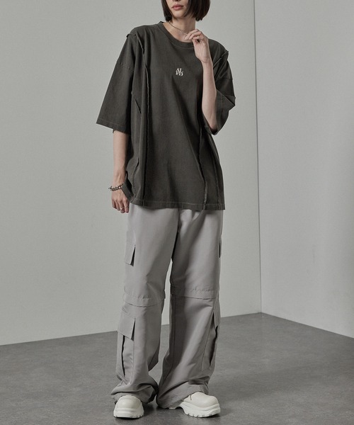 Alfred Alex（アルフレッドアレックス）の「【Alfred Alex】切替えワンポイントピグメントTシャツ（Tシャツ/カットソー・メンズ・ブラック/ワイン/ブルー・M/L）」の4枚目の写真