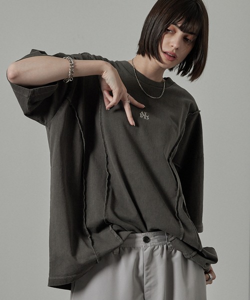 Alfred Alex（アルフレッドアレックス）の「【Alfred Alex】切替えワンポイントピグメントTシャツ（Tシャツ/カットソー・メンズ・ブラック/ワイン/ブルー・M/L）」の10枚目の写真