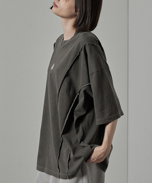 Alfred Alex（アルフレッドアレックス）の「【Alfred Alex】切替えワンポイントピグメントTシャツ（Tシャツ/カットソー・メンズ・ブラック/ワイン/ブルー・M/L）」の11枚目の写真