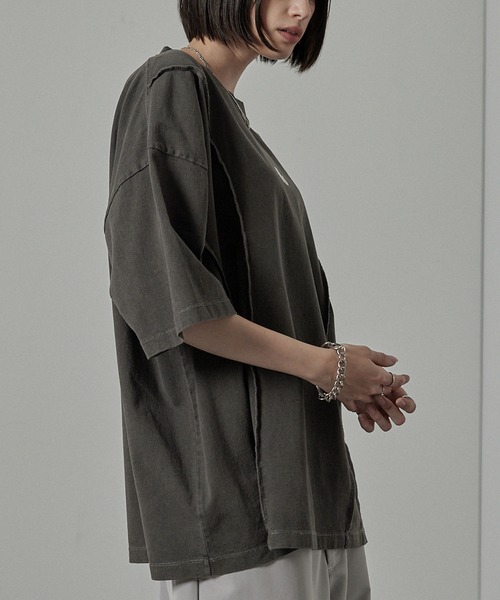 Alfred Alex（アルフレッドアレックス）の「【Alfred Alex】切替えワンポイントピグメントTシャツ（Tシャツ/カットソー・メンズ・ブラック/ワイン/ブルー・M/L）」の12枚目の写真
