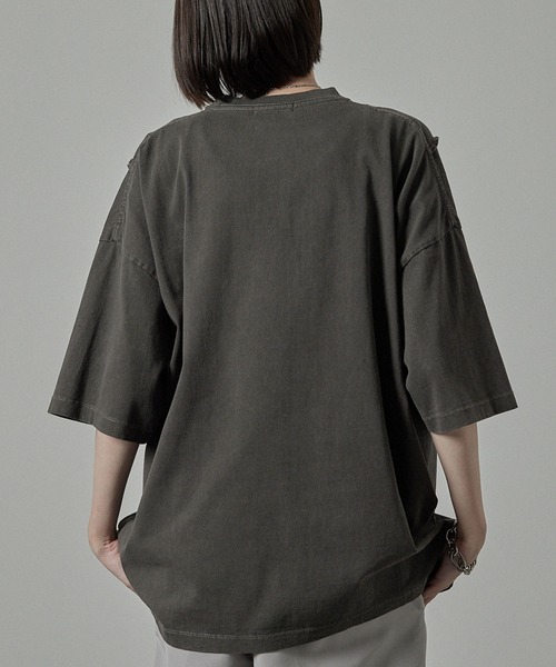 Alfred Alex（アルフレッドアレックス）の「【Alfred Alex】切替えワンポイントピグメントTシャツ（Tシャツ/カットソー・メンズ・ブラック/ワイン/ブルー・M/L）」の13枚目の写真