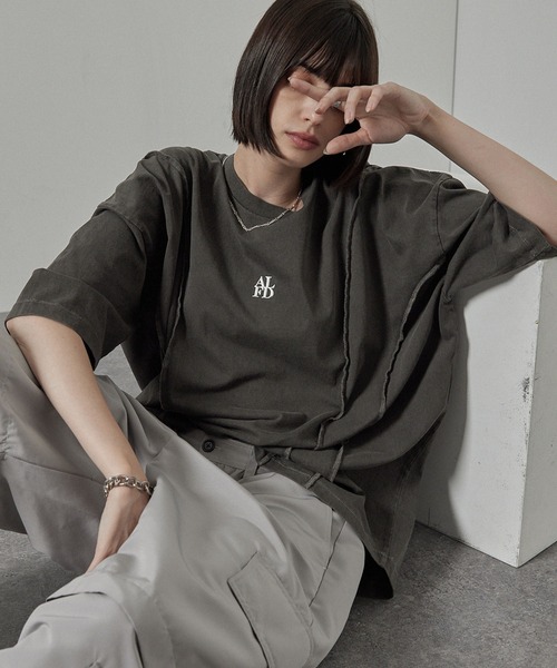 Alfred Alex（アルフレッドアレックス）の「【Alfred Alex】切替えワンポイントピグメントTシャツ（Tシャツ/カットソー・メンズ・ブラック/ワイン/ブルー・M/L）」の14枚目の写真