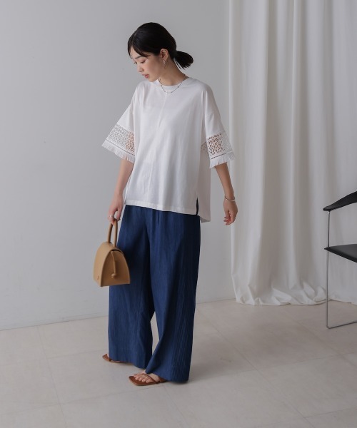 Bou Jeloud(ブージュルード)の「レーススリーブTシャツ(Tシャツ/カットソー・レディース・オフホワイト/ブラウン/ブラック・FREE)」の9枚目の写真