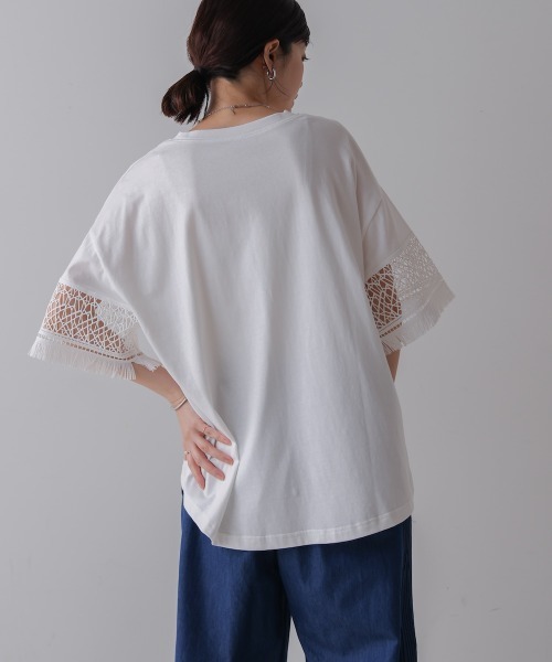 Bou Jeloud(ブージュルード)の「レーススリーブTシャツ(Tシャツ/カットソー・レディース・オフホワイト/ブラウン/ブラック・FREE)」の10枚目の写真