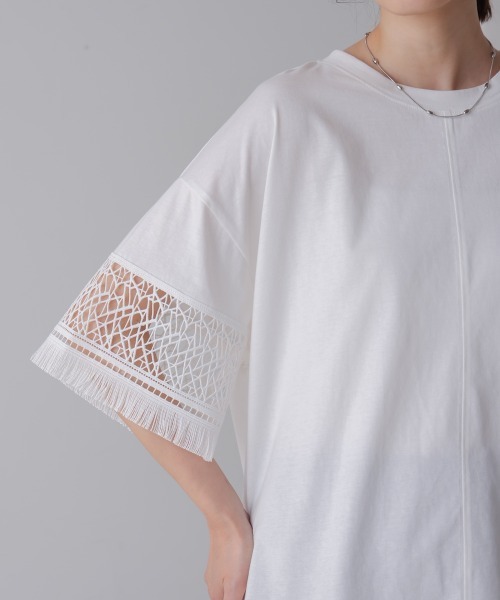 Bou Jeloud(ブージュルード)の「レーススリーブTシャツ(Tシャツ/カットソー・レディース・オフホワイト/ブラウン/ブラック・FREE)」の13枚目の写真