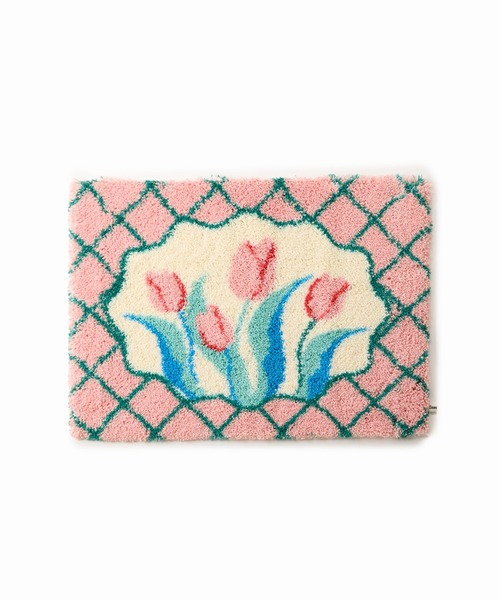 Casselini（キャセリーニ）の「Casselini HOME(キャセリーニ ホーム)フラワールームラグ（ラグ/マット・レディース・ピンク/アイボリー/グレー・FREE）」の12枚目の写真