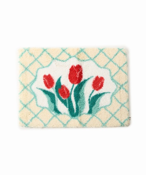 Casselini（キャセリーニ）の「Casselini HOME(キャセリーニ ホーム)フラワールームラグ（ラグ/マット・レディース・ピンク/アイボリー/グレー・FREE）」の10枚目の写真