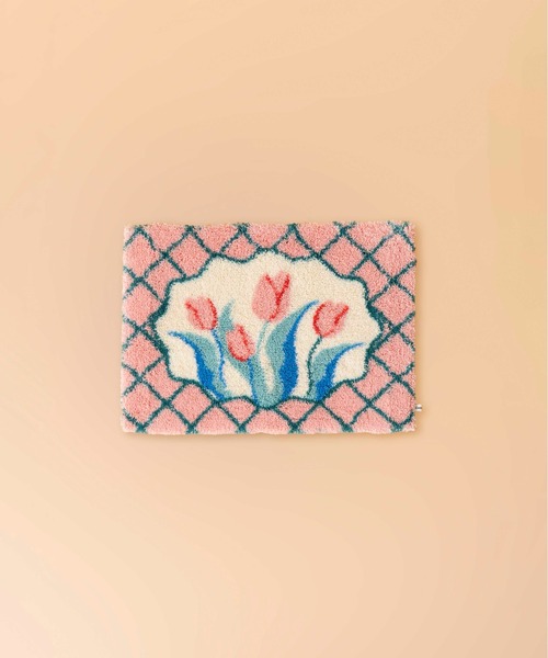 Casselini（キャセリーニ）の「Casselini HOME(キャセリーニ ホーム)フラワールームラグ（ラグ/マット・レディース・ピンク/アイボリー/グレー・FREE）」の16枚目の写真