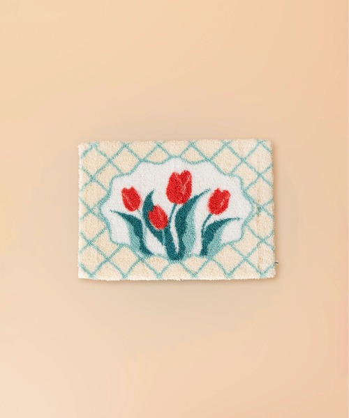 Casselini（キャセリーニ）の「Casselini HOME(キャセリーニ ホーム)フラワールームラグ（ラグ/マット・レディース・ピンク/アイボリー/グレー・FREE）」の17枚目の写真