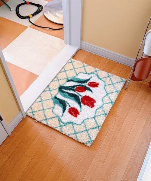 Casselini（キャセリーニ）の「Casselini HOME(キャセリーニ ホーム)フラワールームラグ（ラグ/マット・レディース・ピンク/アイボリー/グレー・FREE）」の21枚目の写真