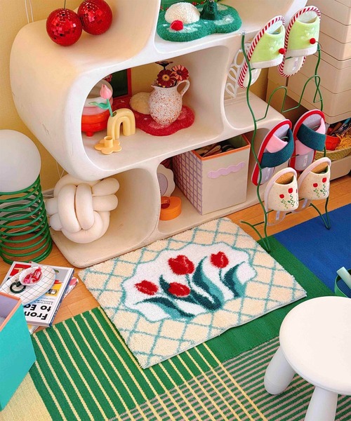 Casselini（キャセリーニ）の「Casselini HOME(キャセリーニ ホーム)フラワールームラグ（ラグ/マット・レディース・ピンク/アイボリー/グレー・FREE）」の22枚目の写真